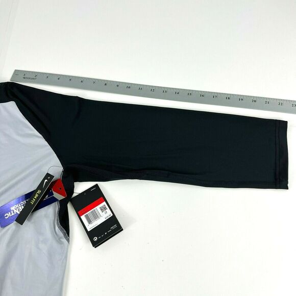 NEW NIKE Men Pro Cool Reglan ¾ Sleeve Baseball Shirt Slim Fit Gray Black Large - Picture 8 of 12